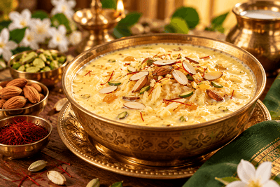 Kesar Badam Kheer (Rice & Almond Pudding)